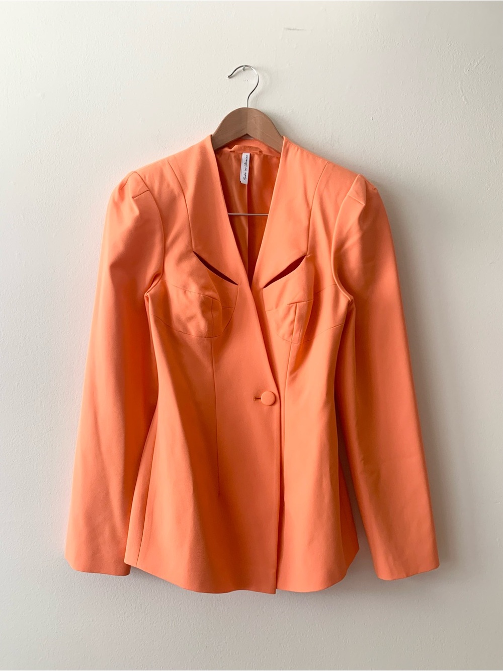 NEW ASYOU Made in Ukraine Women's Orange Single-Button Tailored Cutout Blazer